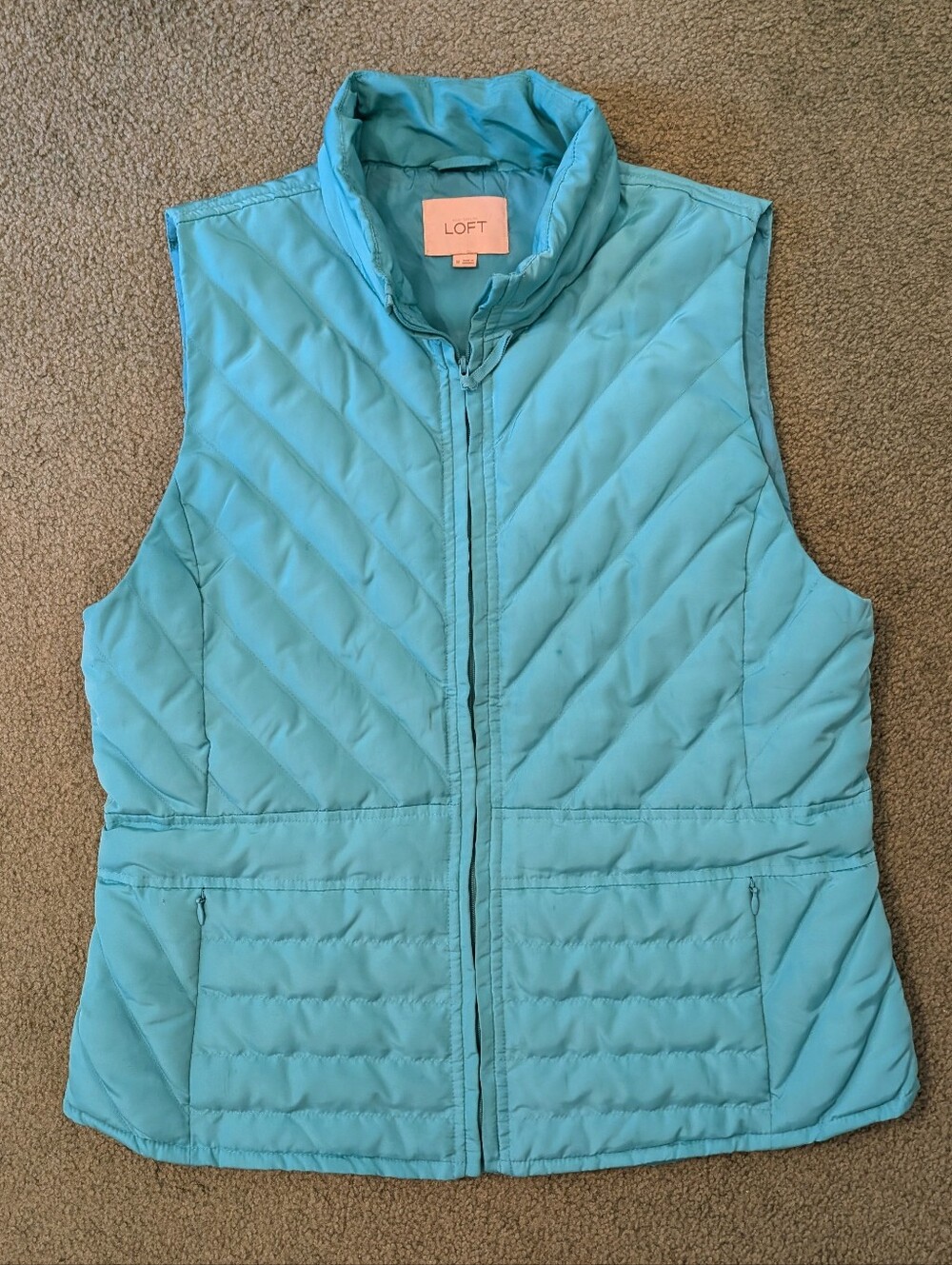 LOFT Aqua Blue Quilted Vest
